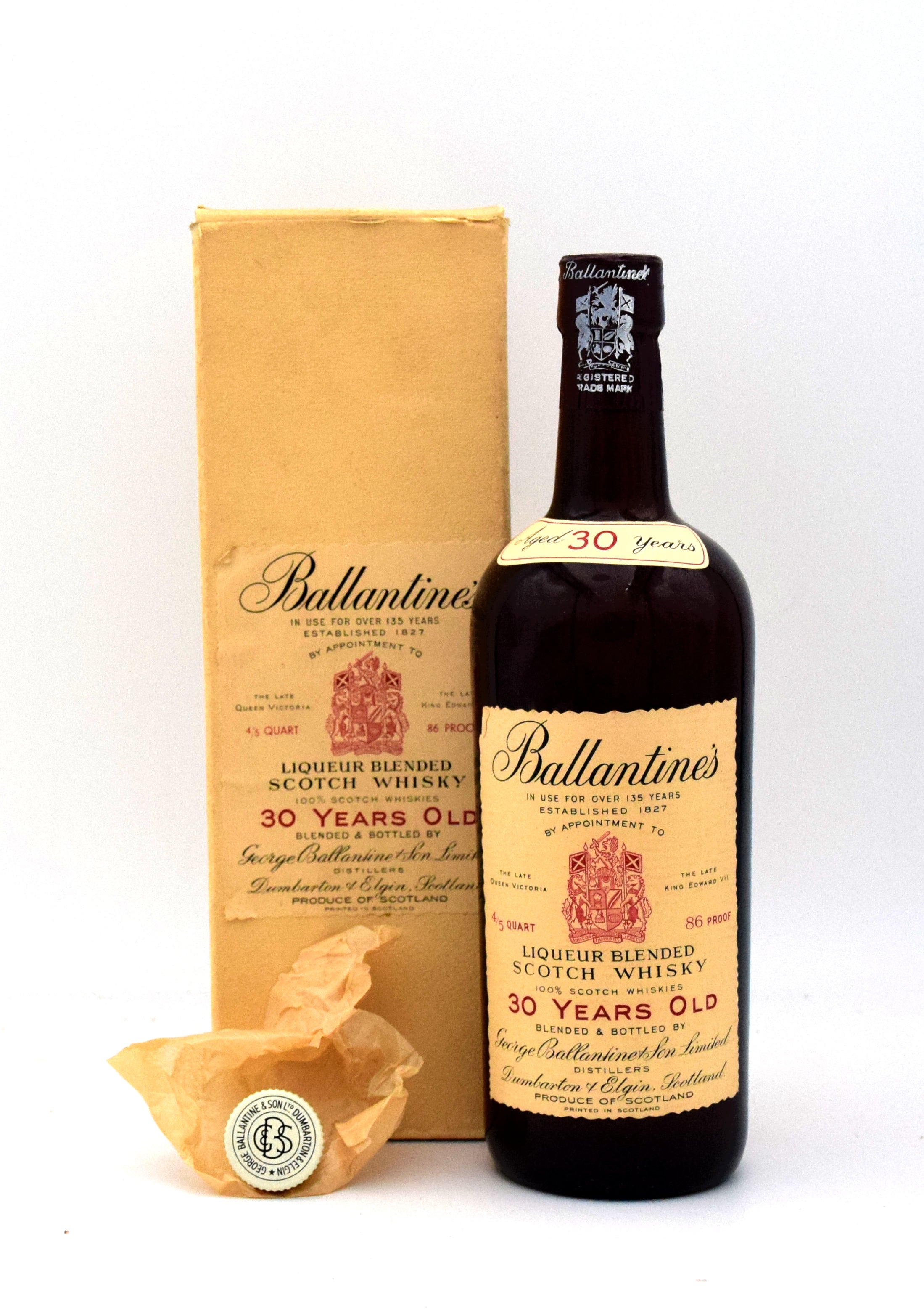 Ballantines Scotch Whisky 30 Year Old Bottled 1990s