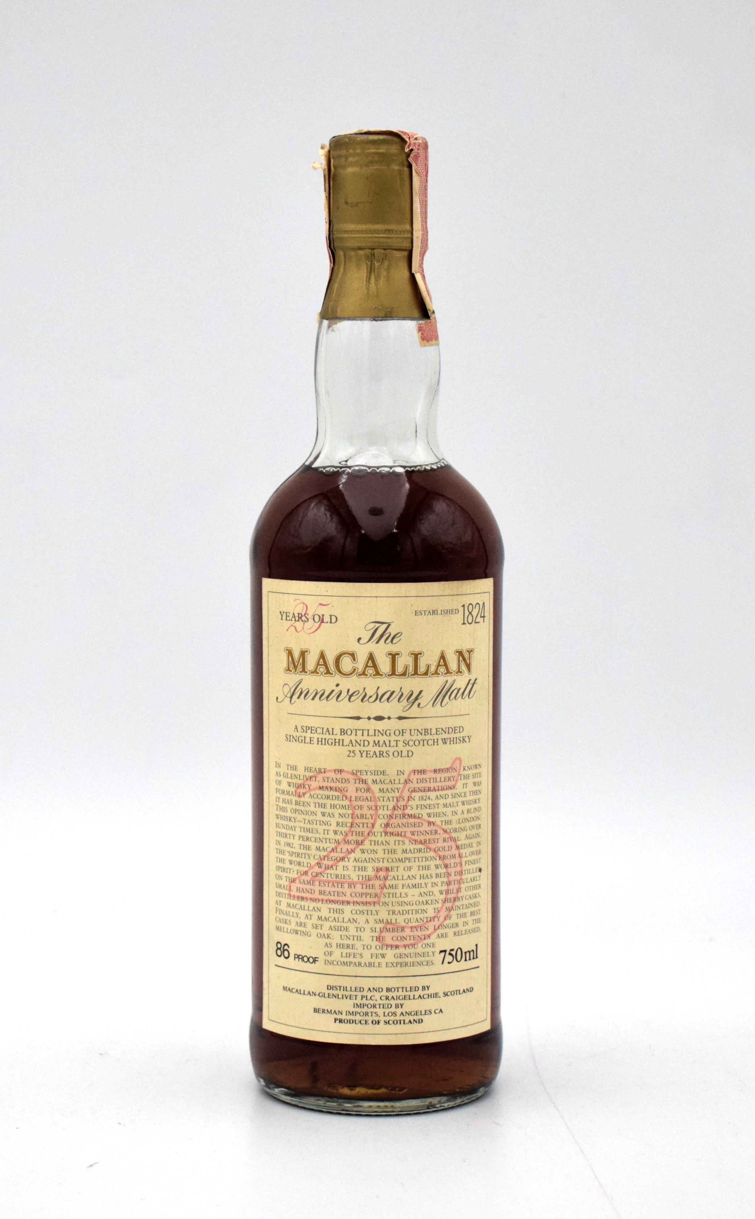 the macallan 25年 anniversary malt Buy Buy Macallan 25 Year Old Anniversary Malt Early 2000s