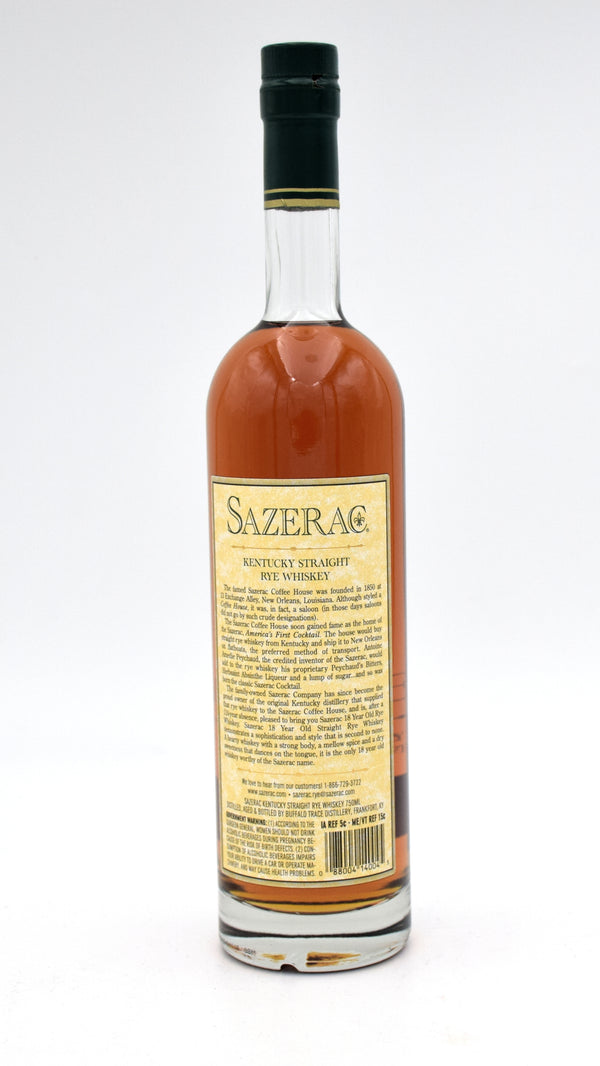Sazerac 18 Year Rye Whiskey (2012 release)