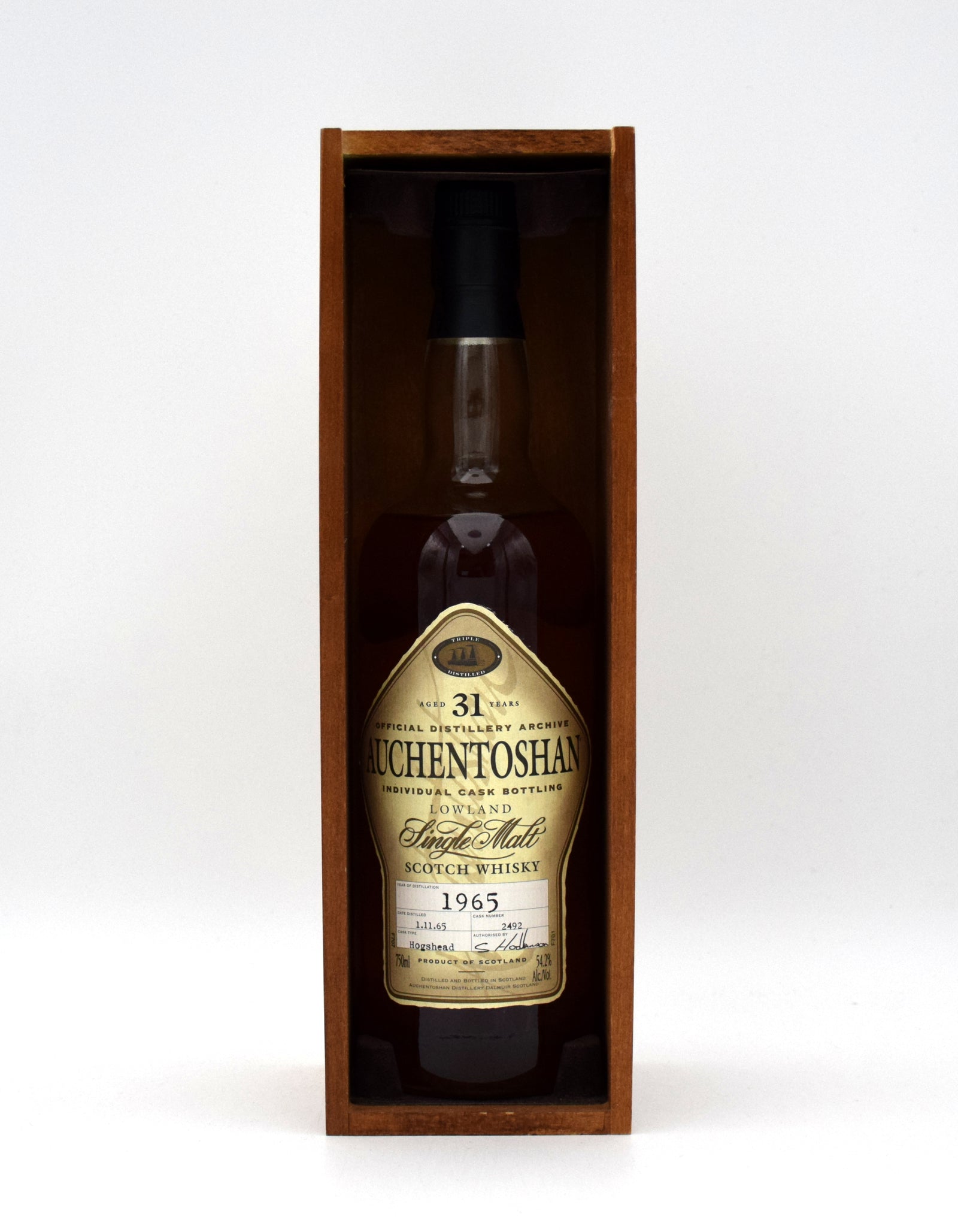 オーヘントッシャン １９６５ ３１年シングルモルトウィスキー Auchentoshan 31 Year 'Single Cask #2492' Single Malt Scotch (1965