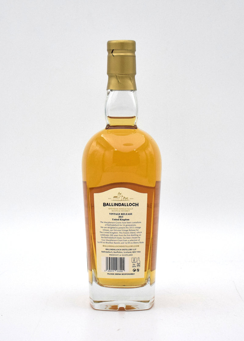 Ballindalloch 2015 Vintage Inaugural Release Single Malt Scotch