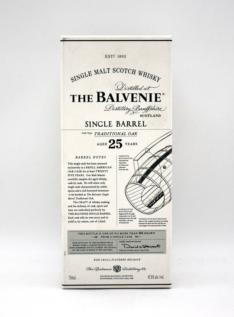 Balvenie 25 Year Single Barrel Traditional Oak Single Malt Scotch (Batch 1)