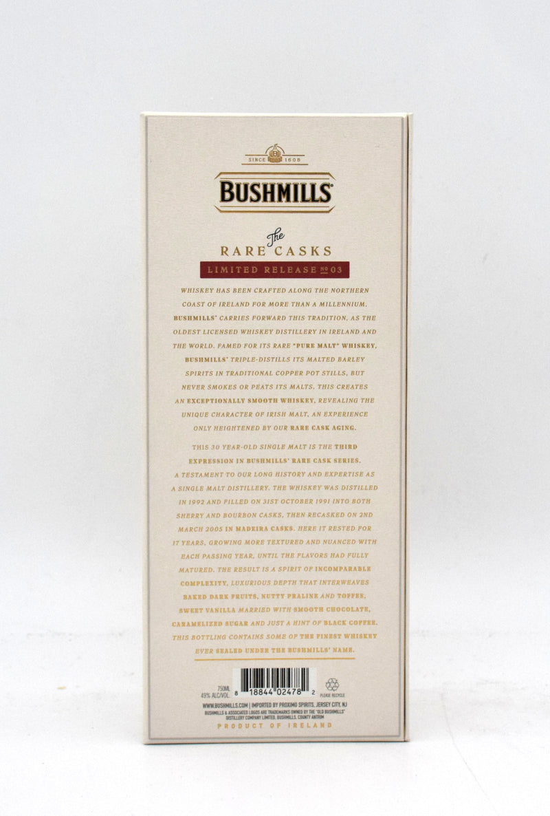 Bushmills "The Rare Casks" Madeira Cask 30 Year Old Single Malt Irish Whiskey