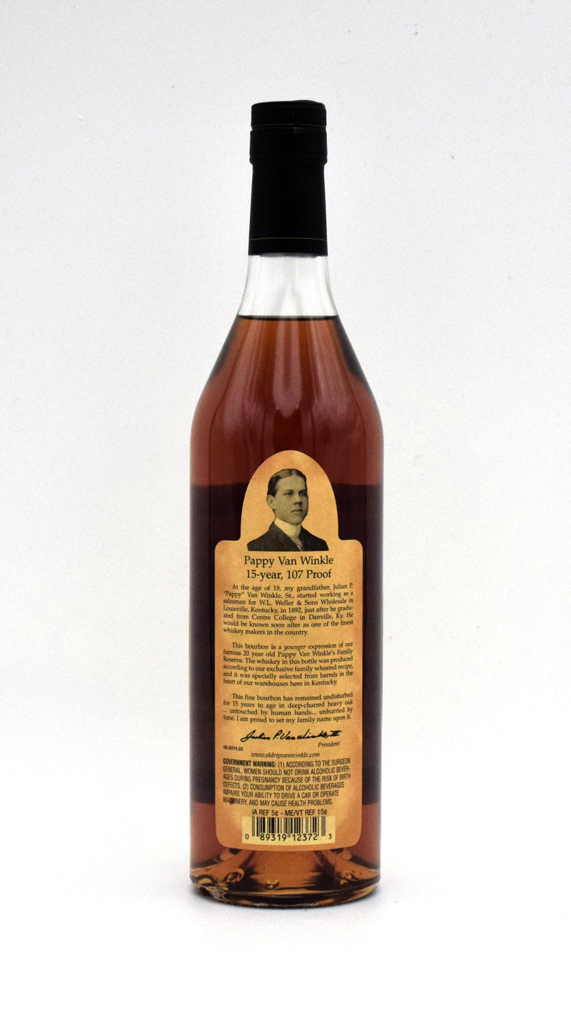 Pappy Van Winkle 15 Year Old Bourbon (2019 Release)