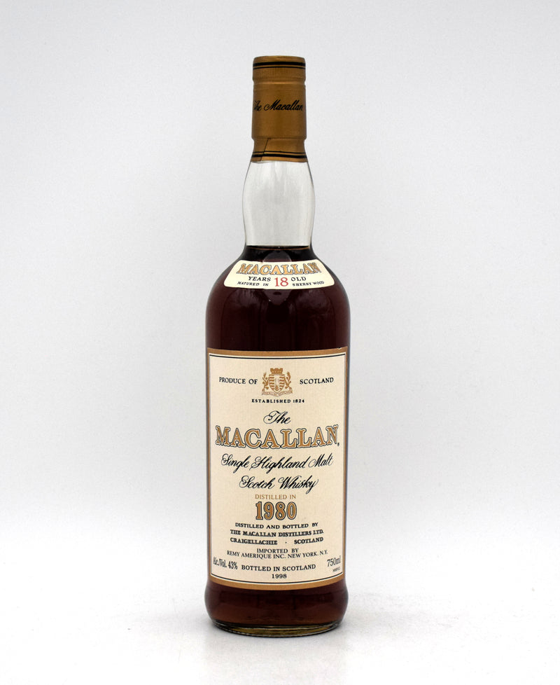 Macallan 18 Year Sherry Oak Scotch Whisky (Distilled In 1980) (No Box)