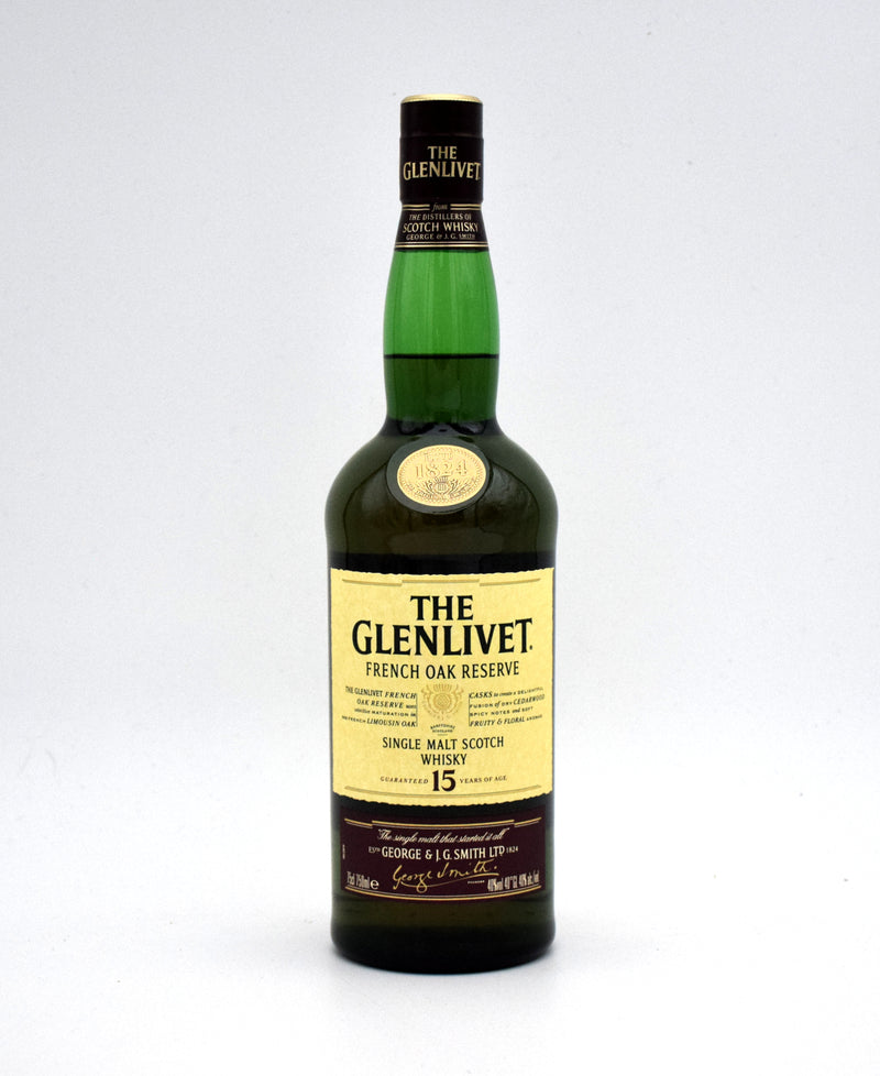 Glenlivet 15 Year 'French Oak Reserve' Single Malt Scotch (Older Bottling)