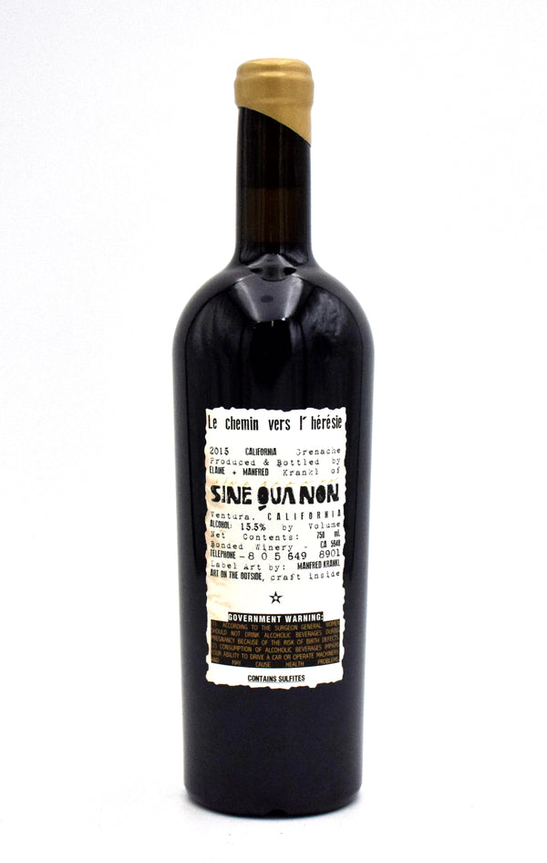 2015 Sine Qua Non Le Chemin Vers L' Heresie Grenache (Stained Label)