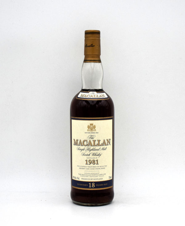 Macallan 18 Year Sherry Oak Scotch Whisky (Distilled in 1981)