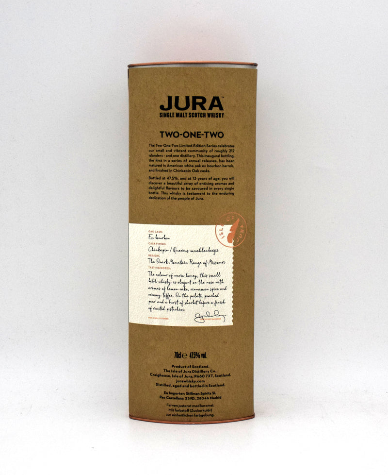 Isle of Jura Distillery 'Two-One-Two' 13 Year Single Malt Scotch (2006 Release)
