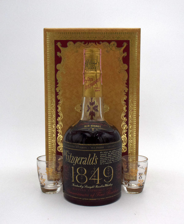 1849 Old Fitzgerald 10 Year Old 'Velvet Gift Set with Glasses' (1977 Vintage)