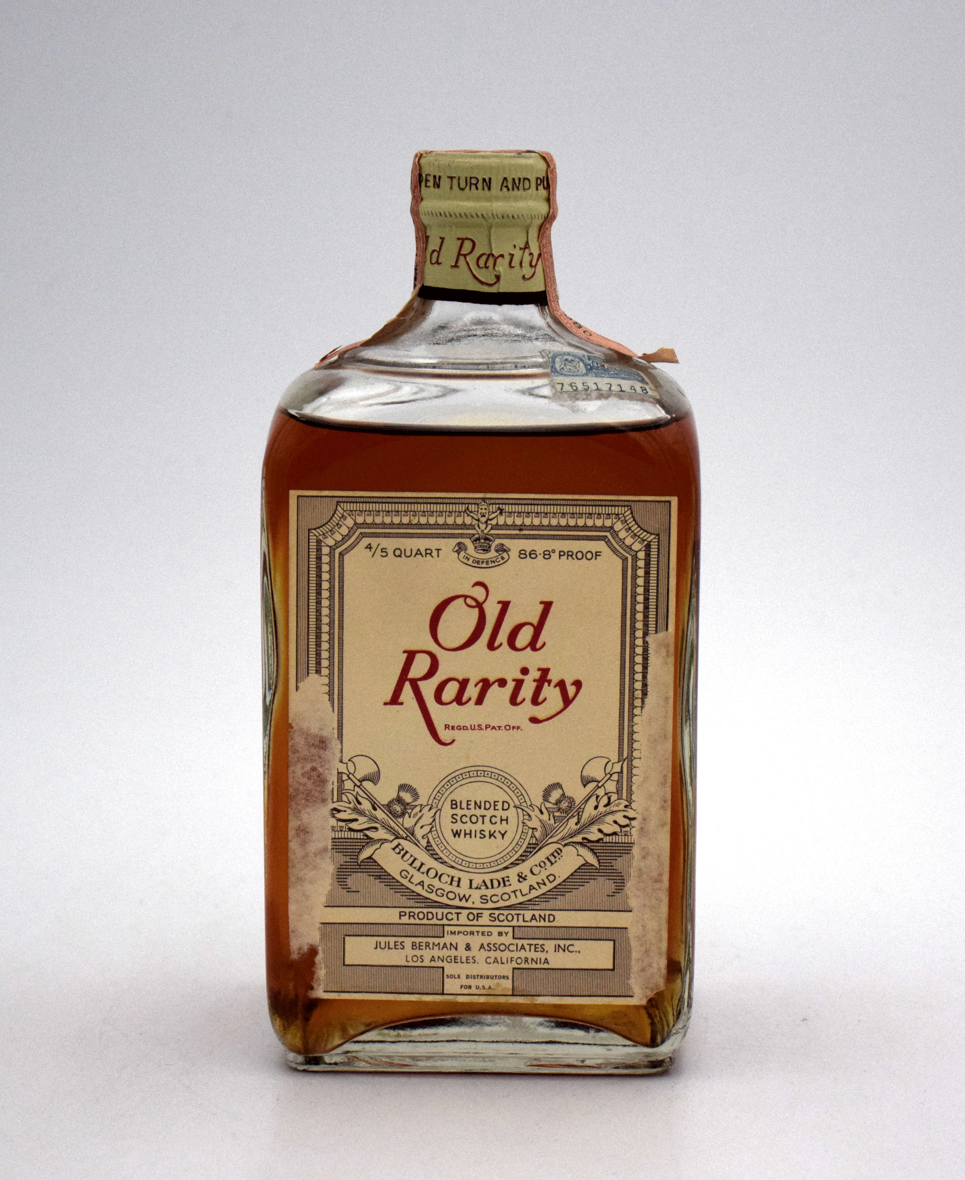 Bulloch Lade's 'Old Rarity' Blended Scotch Whisky (1950's Bottling ...