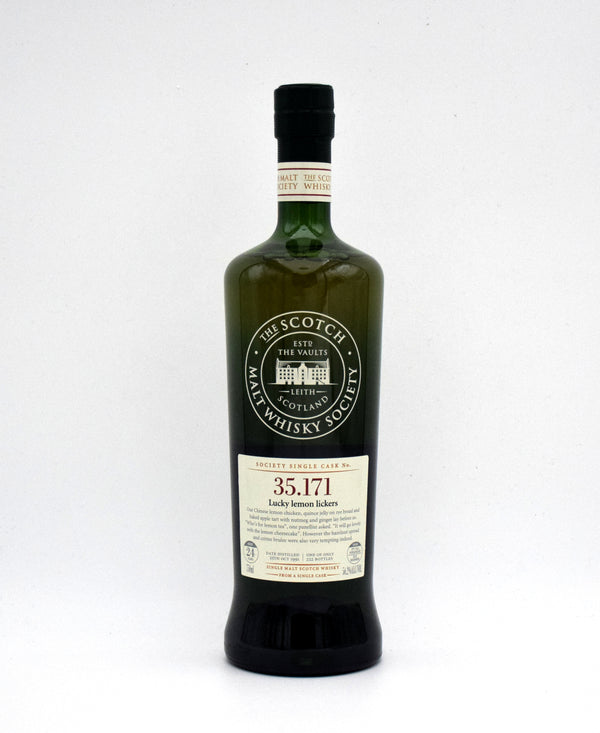 The Scotch Malt Whisky Society (SMWS) 'Glen Moray No. 35.171 Lucky Lemon Lickers' Single Malt Scotch (1991 Release)