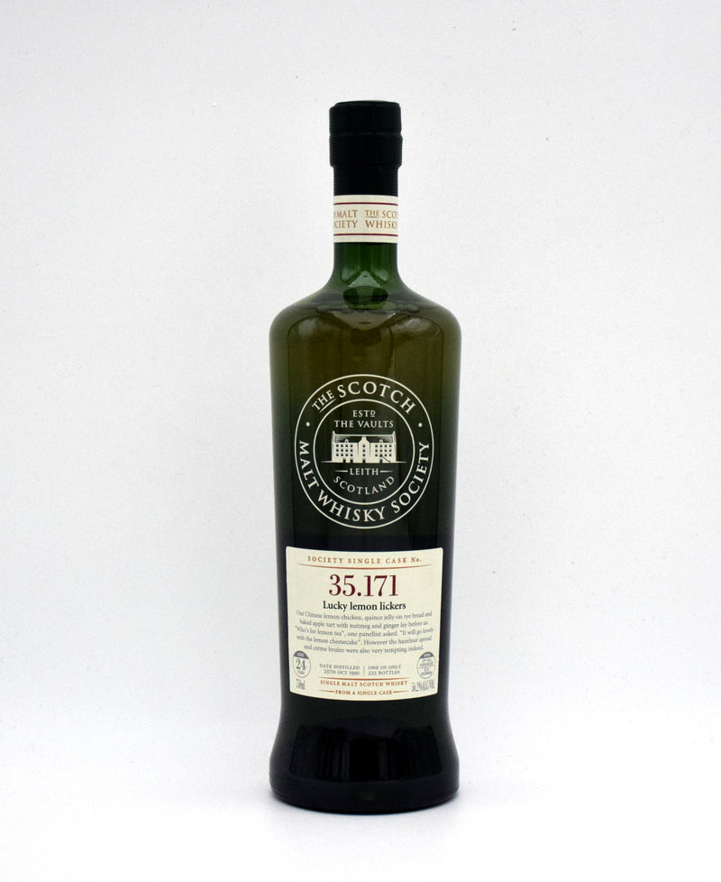 The Scotch Malt Whisky Society (SMWS) 'Glen Moray No. 35.171 Lucky Lemon Lickers' Single Malt Scotch (1991 Release)