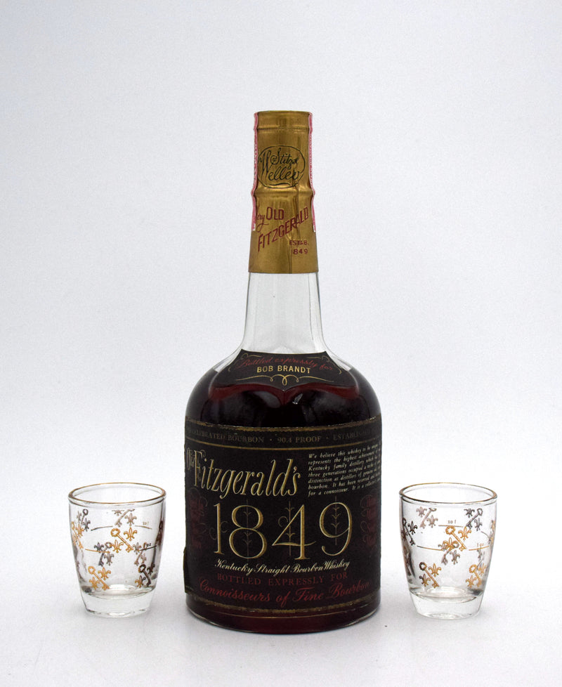 1849 Old Fitzgerald 10 Year Old 'Velvet Gift Set with Glasses' (1977 Vintage)