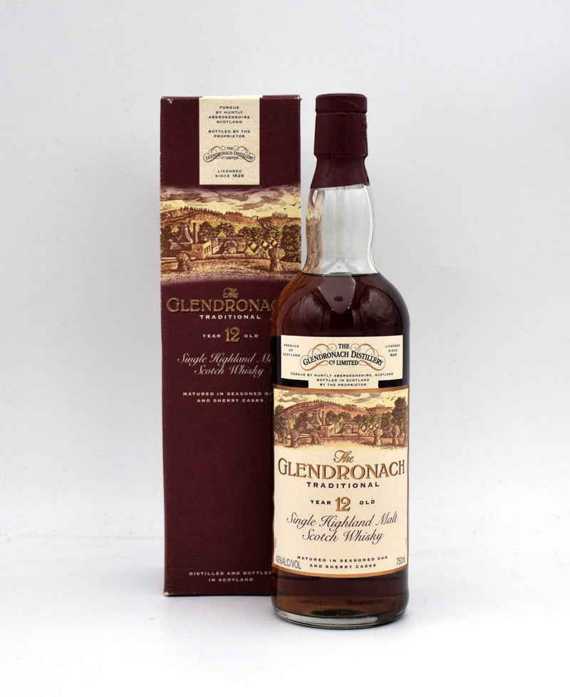 Glendronach 12 Year Traditional Single Highland Malt Scotch (1990's Bottling)