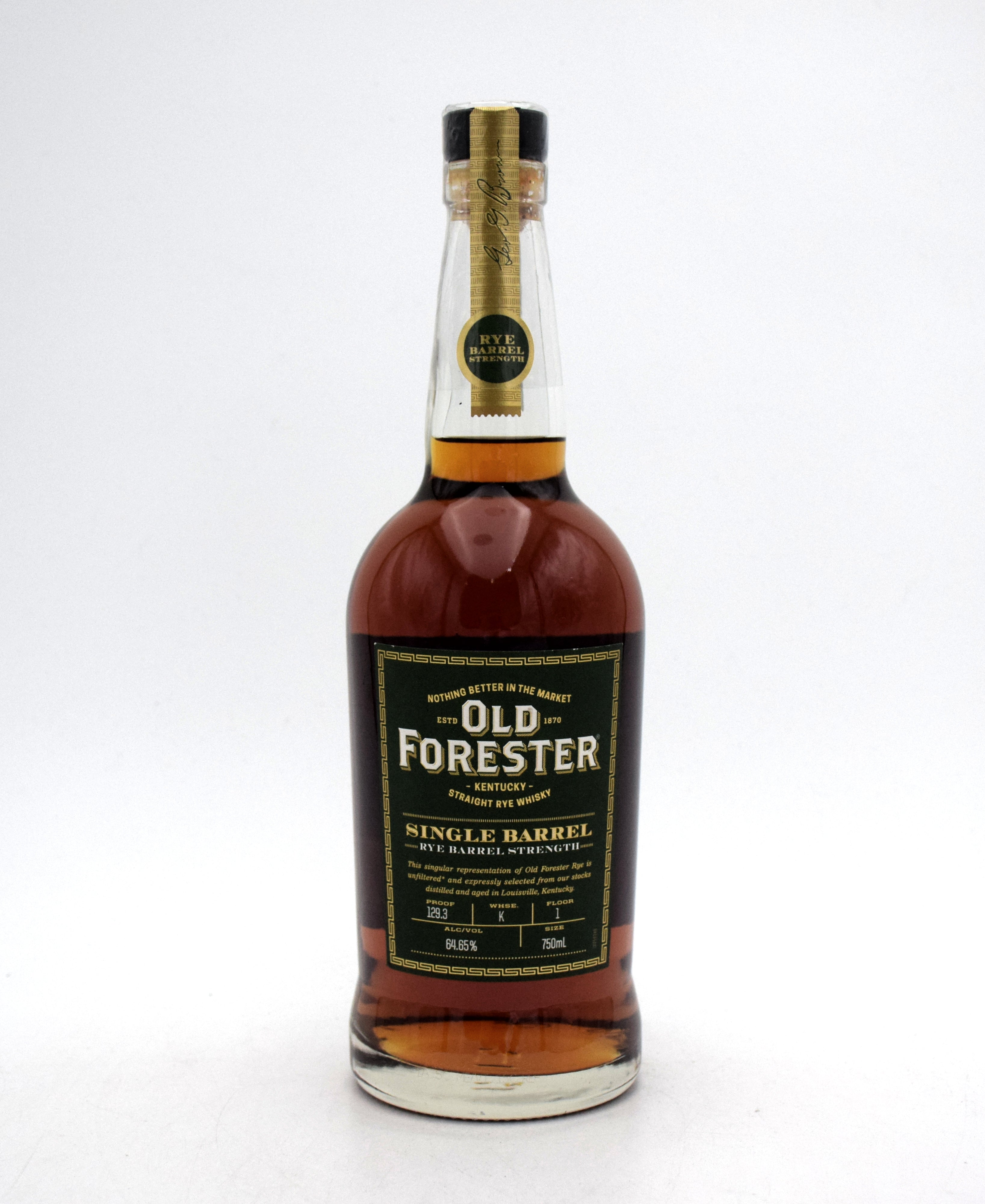 Old Forester Single Barrel Rye Barrel Strength Bourbon (129.3 Proof ...