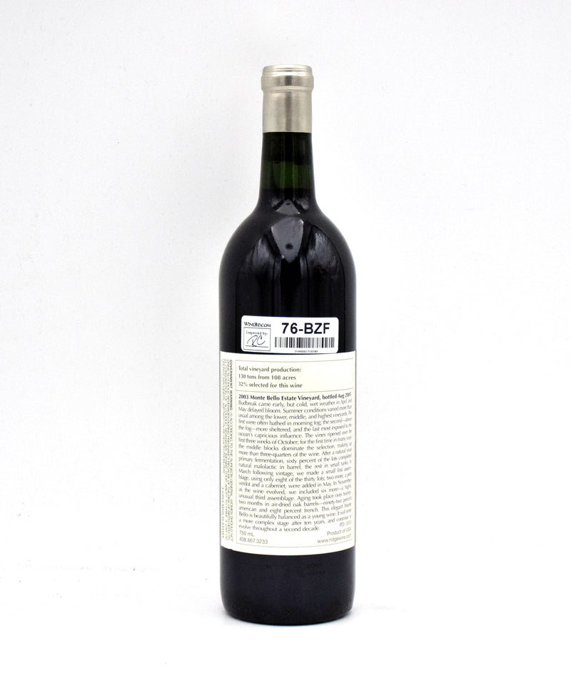2003 Ridge Vineyards Monte Bello