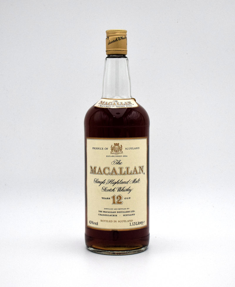 Macallan 12 Year Sherry Oak Scotch Whisky (1.13L, 1980's Release)
