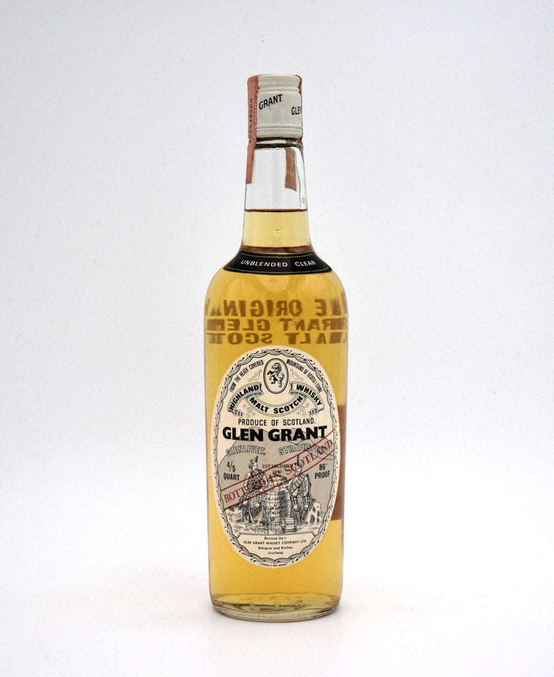 Glen Grant 'Unblended Clear' Highland Malt Scotch (1970's Bottling, US Import)