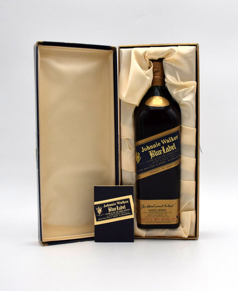 Johnnie Walker Blue Label Scotch Whisky (Older Bottling, 1L) (Blue/Tan Box)