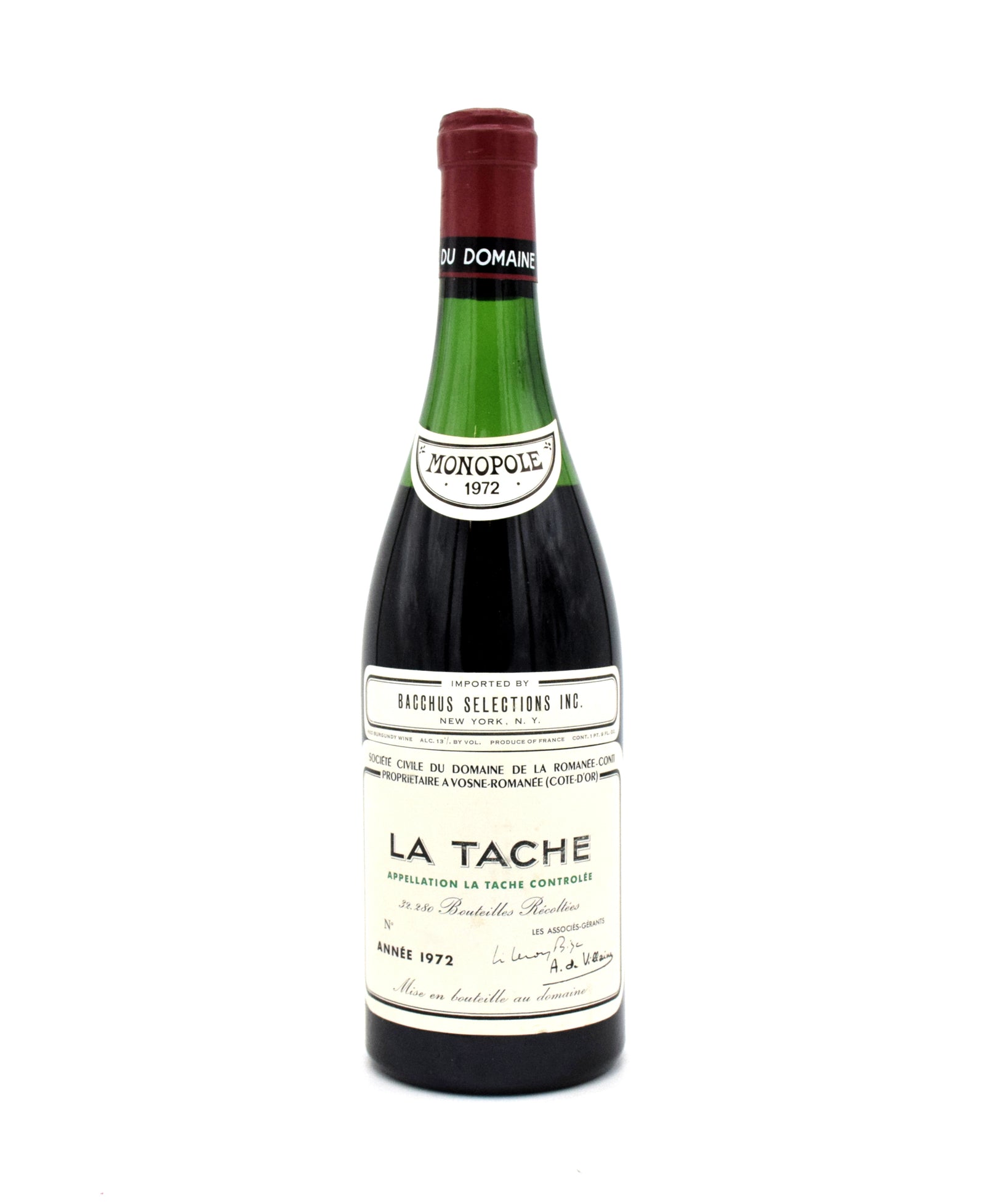 DRC LA TACHE 1972年ドメーヌ・ド・ラ・ロマネ・コンティ750m 1972 Domaine de la Romanee-Conti La Tache Grand Cru Monopole (Low