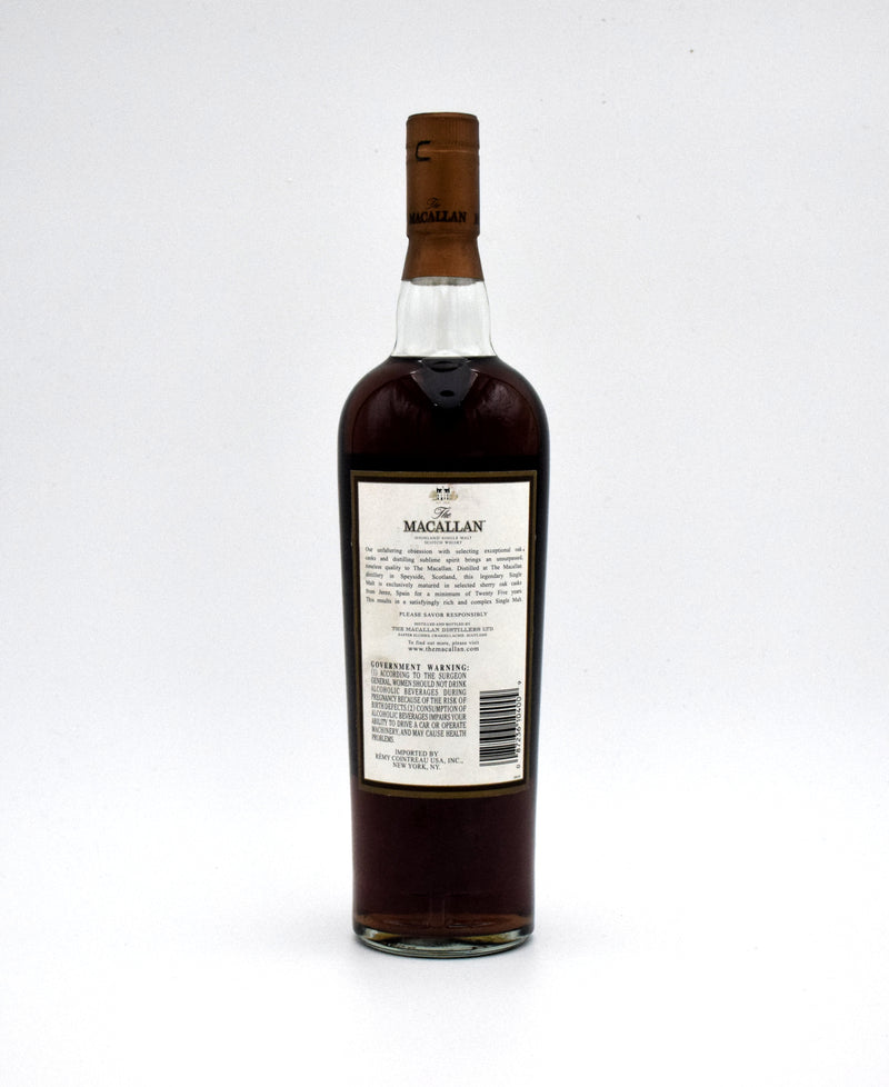 Macallan 25 Year Sherry Oak (2000's Release) (No Box, Slightly Scuffed Label)