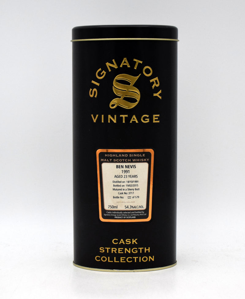 Signatory Vintage Cask Strength Collection 'Ben Nevis' 23 Year Single Malt Scotch (1991 Release)