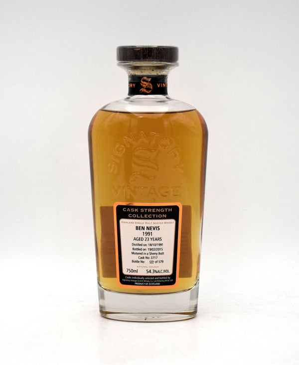 Signatory Vintage Cask Strength Collection 'Ben Nevis' 23 Year Single Malt Scotch (1991 Release)