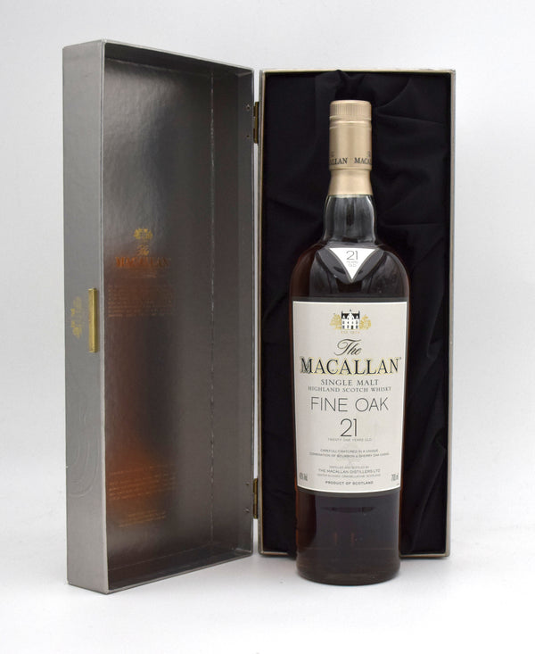 Macallan Fine Oak 21 Year Old Single Malt Scotch Whisky (Grey Box, White Label)