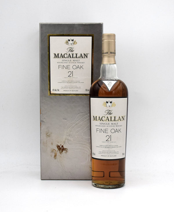 Macallan Fine Oak 21 Year Old Single Malt Scotch Whisky (Grey Box, White Label)