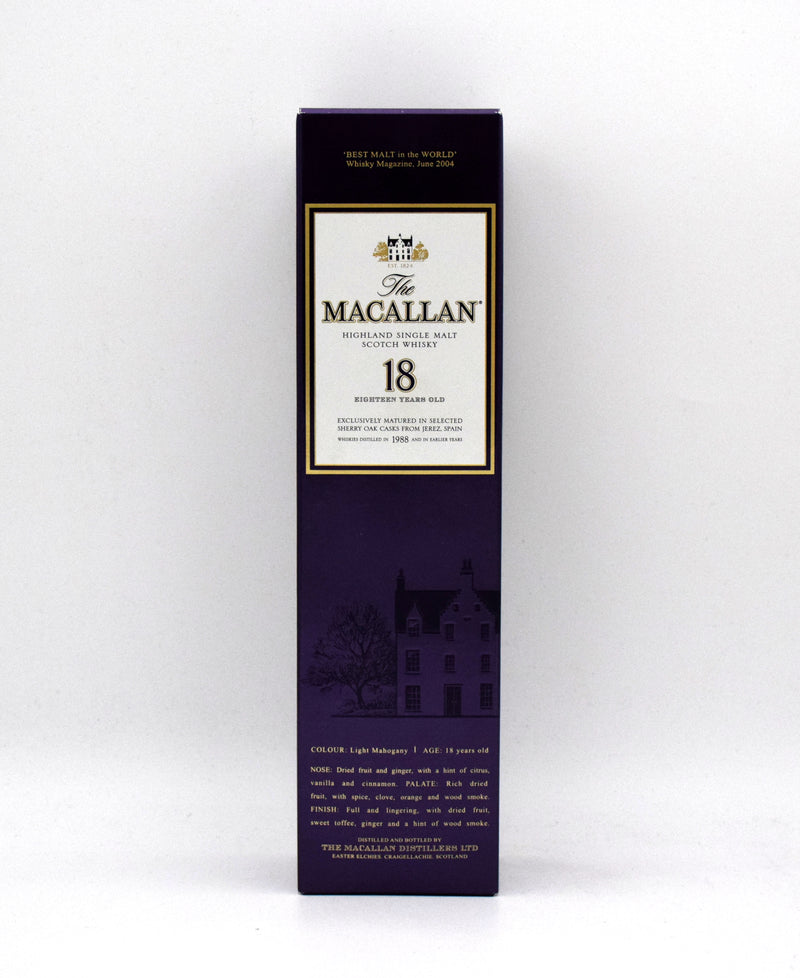 Macallan 18 Year Sherry Oak Scotch Whisky (Distilled in 1988)