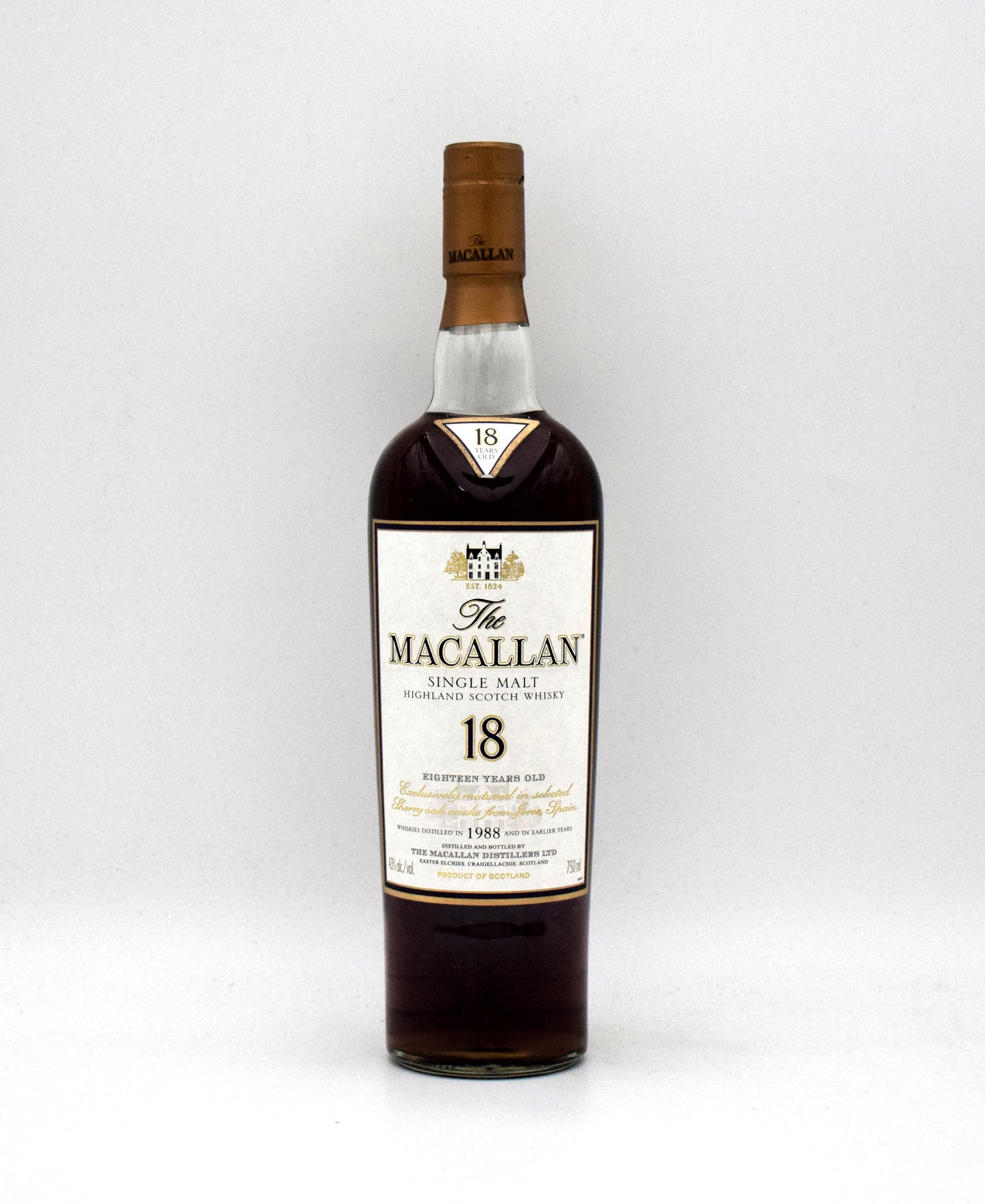 Macallan 18 Year Sherry Oak Scotch Whisky - Distilled in 1988