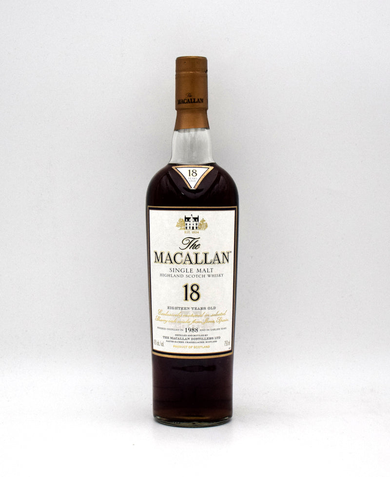 Macallan 18 Year Sherry Oak Scotch Whisky (Distilled in 1988)