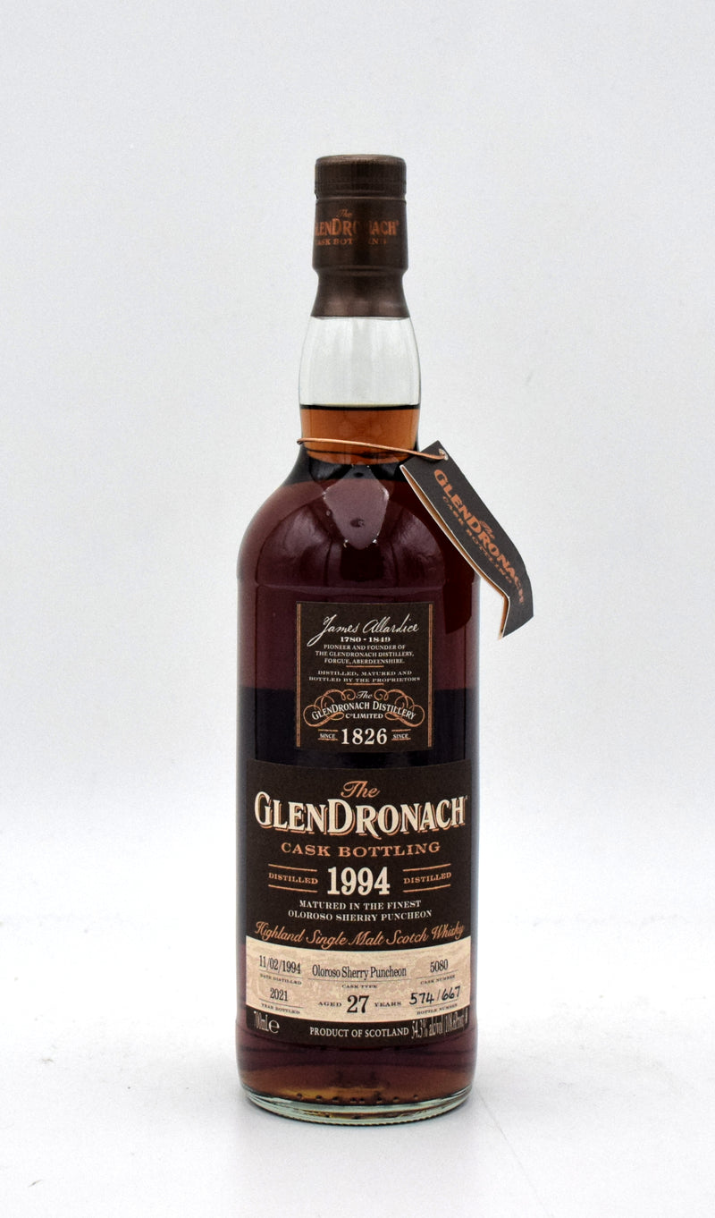 Glendronach 27 Year Old Oloroso Sherry Butt Single Malt Scotch Whisky (1994 Release)