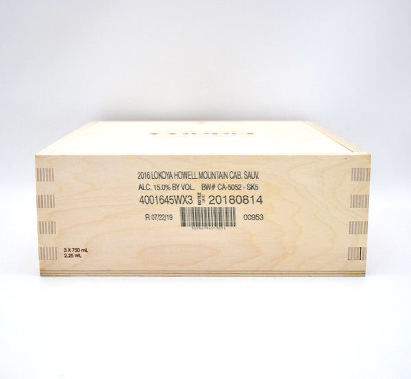 2016 Lokoya Winery Howell Mountain Cabernet Sauvignon (Case of 3 Bottles)