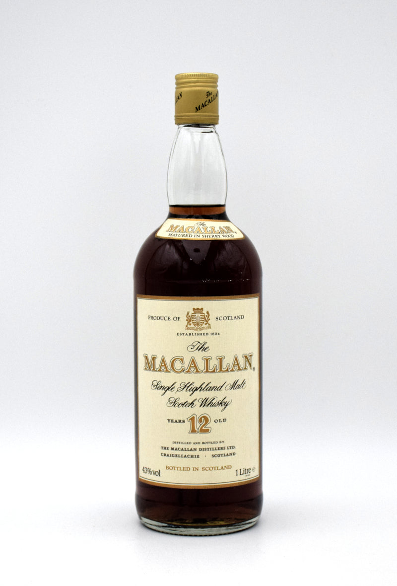 Macallan 12 Year Sherry Oak Scotch Whisky (1L, 1980's Release)