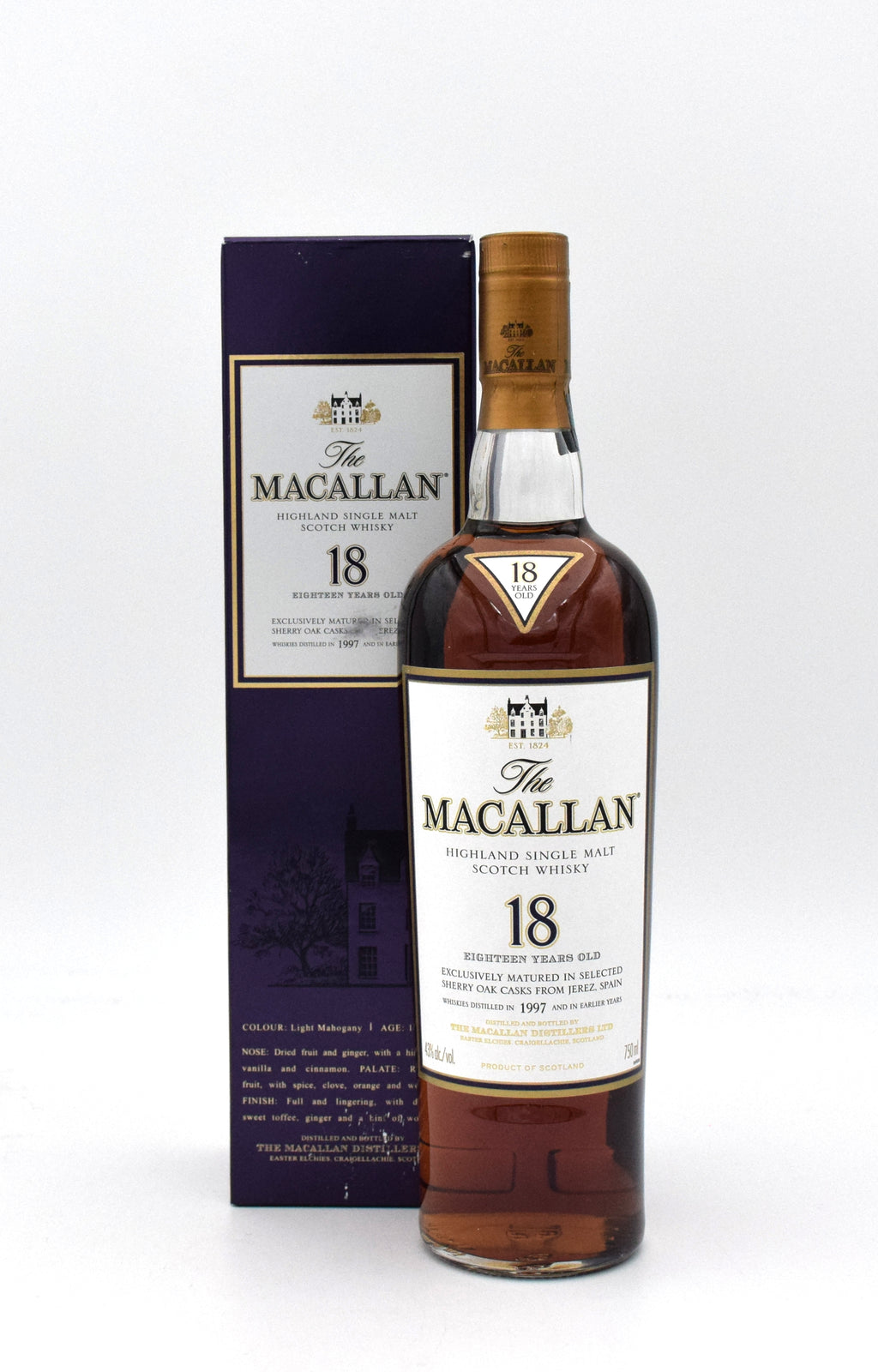 Macallan 18 Year Sherry Oak Scotch Whisky - Distilled in 1997