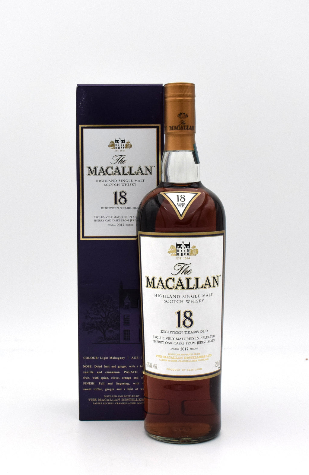 The Macallan 18 Years Old 2017 マッカラン Macallan 18 Year Sherry Oak Scotch Whisky - 2017 Release – FineLiquors
