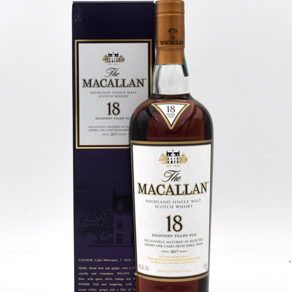 Macallan 18 Year Sherry Oak Scotch Whisky - 2017 Release – FineLiquors