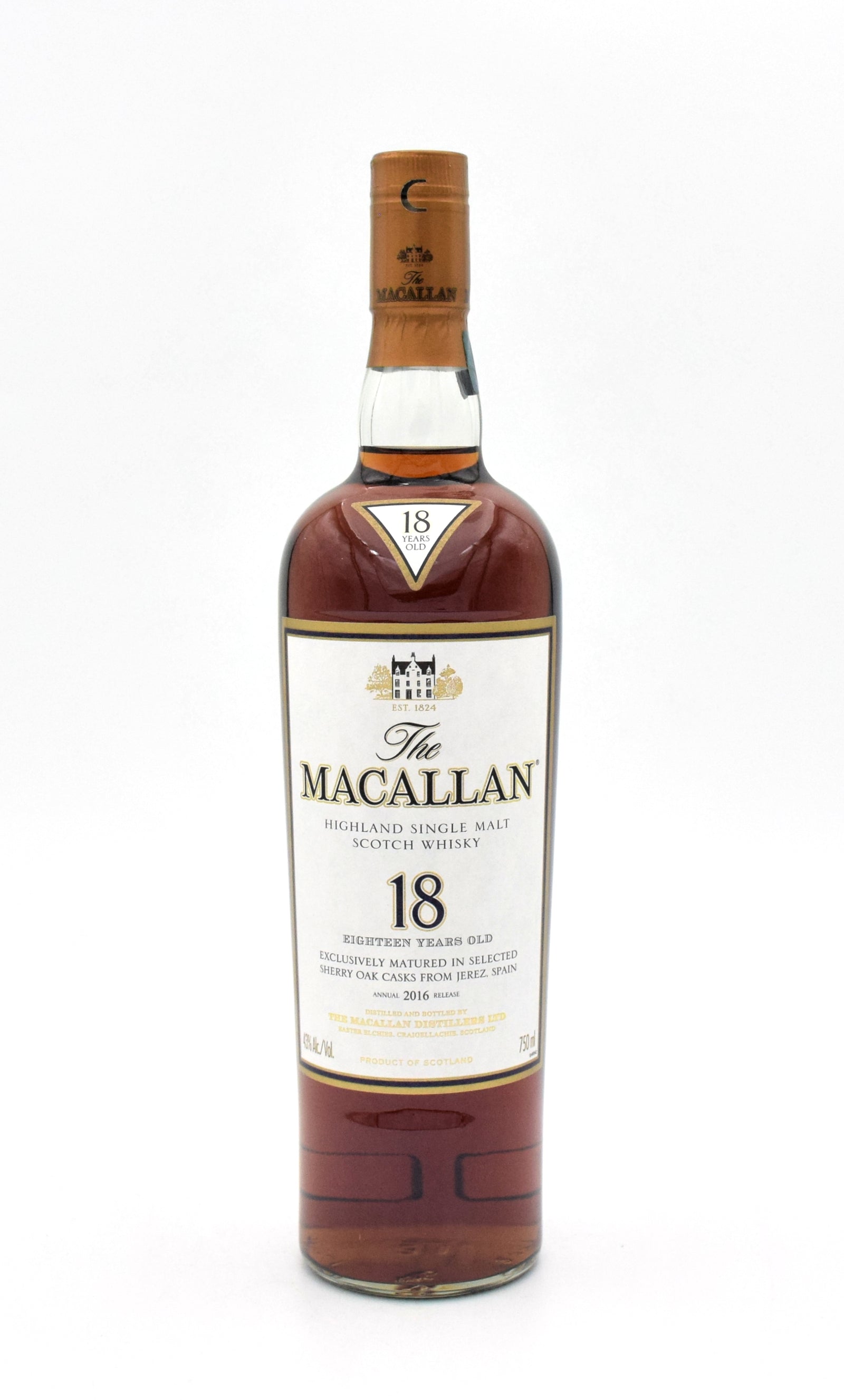 Macallan 18 Year Sherry Oak Scotch Whisky (2016 Release) – FineLiquors