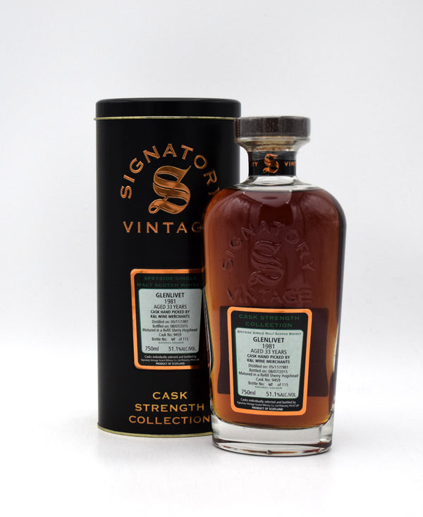 Signatory Vintage 'Glenlivet' 33 Year Single Malt Scotch (1981 Release, K&L Exclusive)