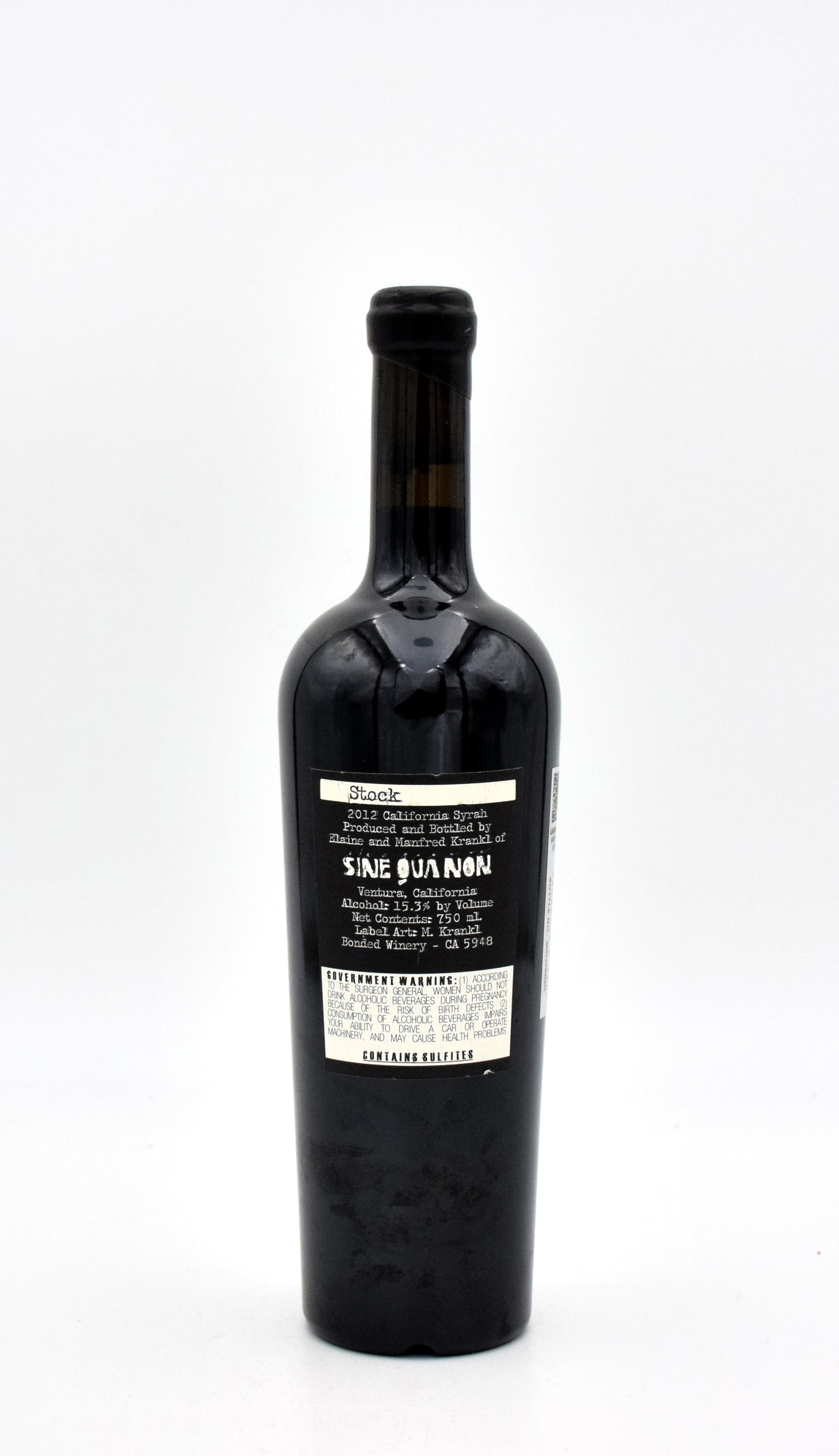 SINE QUA NON 2012 California Syrah 750ml