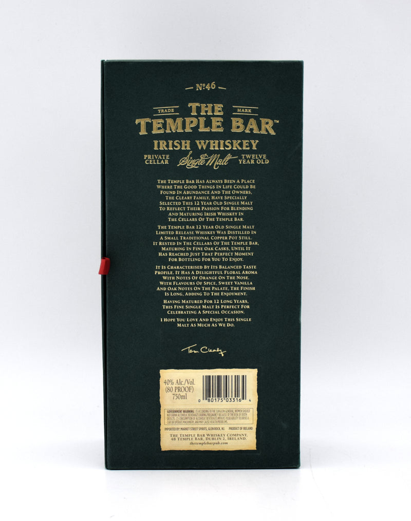 The Temple Bar 12 Year Irish Whiskey