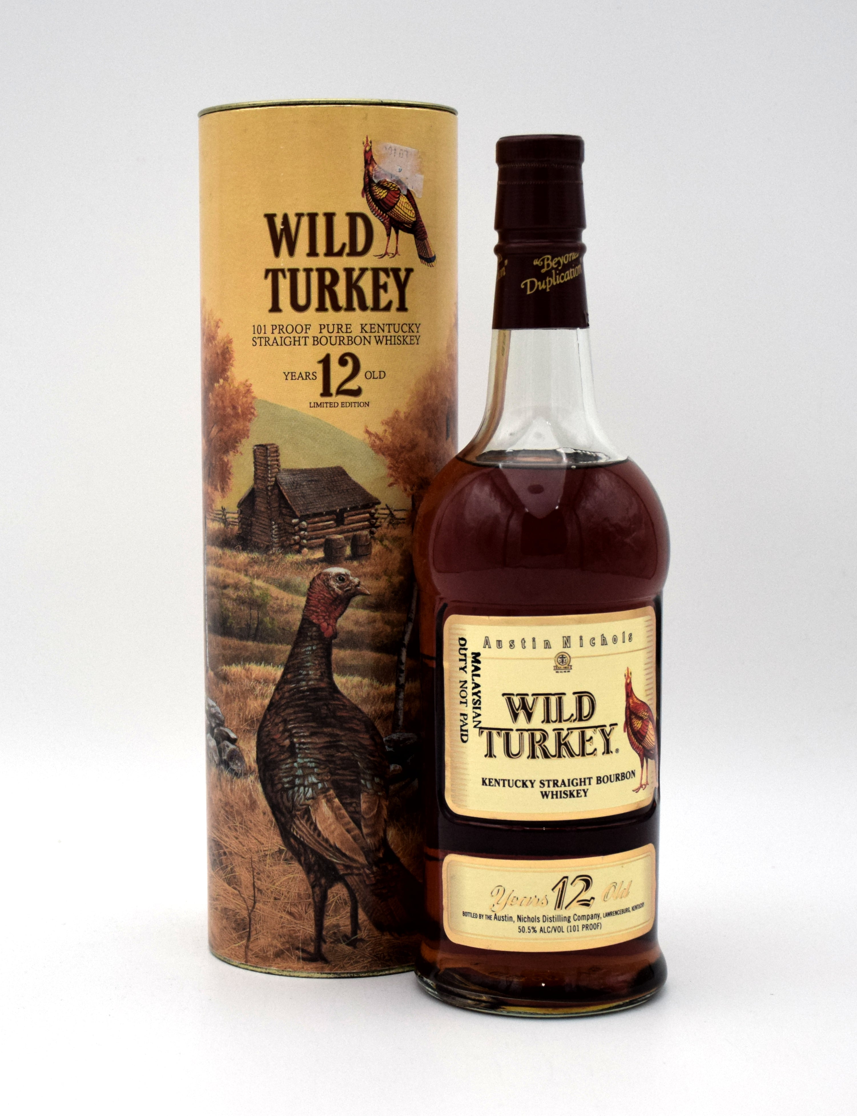 Wild Turkey 101 Proof 12 Year Bourbon “Split Label” (1992, With Tube ...