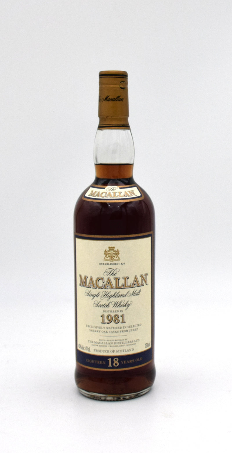 Macallan 18 Year Sherry Oak Scotch Whisky (Distilled in 1981)